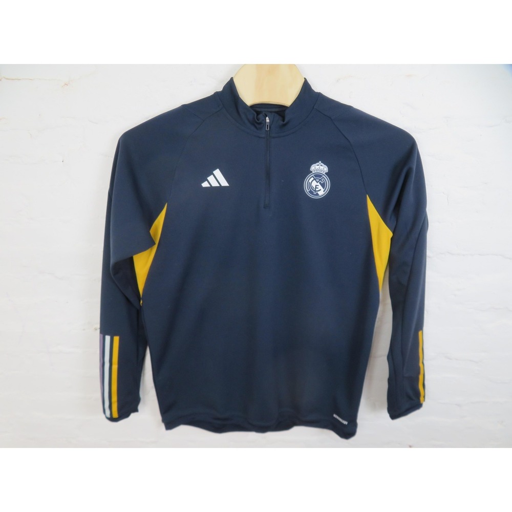 Real Madrid 1/4 Zip Shirt Mens XL Blue Adidas Soccer Pullover Aeroready Training